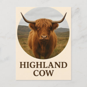 Highland Cow Portrait Poster with "Highland Cow" Postcard