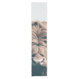 Highland cow portrait short table runner