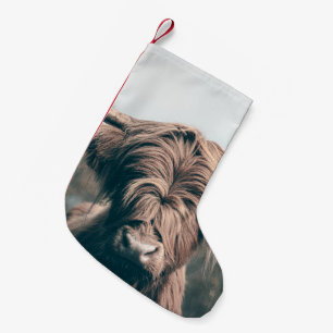 Highland cow portrait small christmas stocking