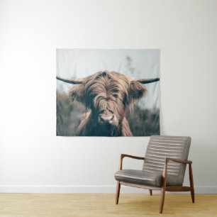 Highland cow portrait tapestry