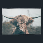 Highland cow portrait tea towel<br><div class="desc">Animal portrait photograph of majestic highland cow.</div>