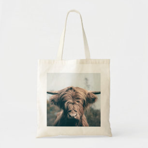 Highland cow portrait tote bag