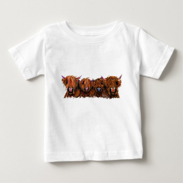 HiGHLaND CoW PRiNT SCoTTiSH ' THe GiNGeR NuTS ' Baby T-Shirt (Front)