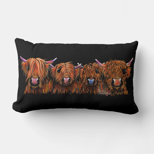 HiGHLaND CoW PRiNT SCoTTiSH ' THe GiNGeR NuTS ' Lumbar Cushion (Front)