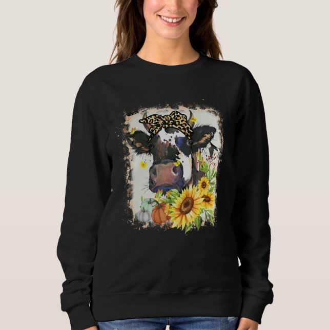 Highland Cow Pumpkins Fall Western Long Horn Heife Sweatshirt (Front)