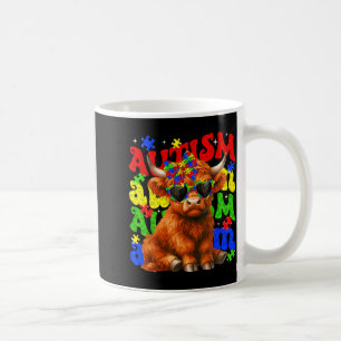 Highland Cow Puzzle Pieces Autism Awareness Day Coffee Mug