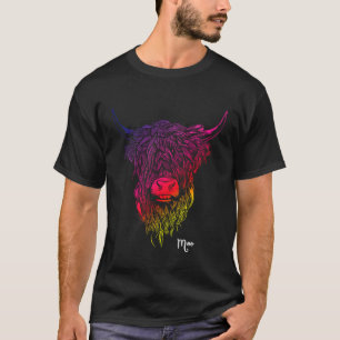Highland Cow Rainbow Print Moo Scotland T-Shirt