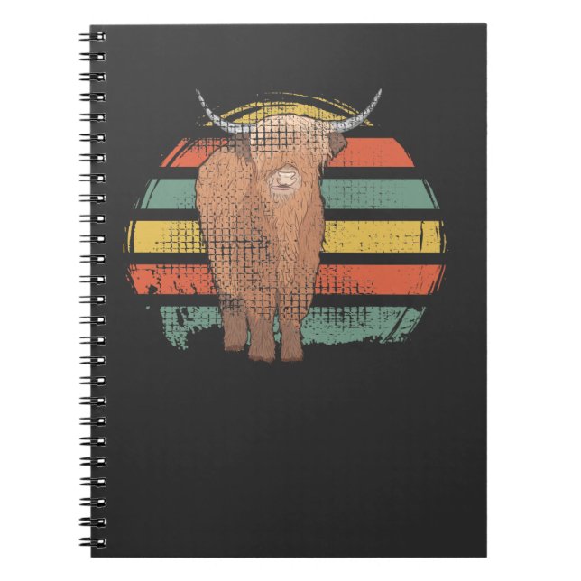 Highland Cow Retro Notebook (Front)