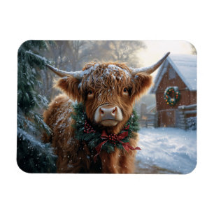 Highland Cow Rustic Barnyard Christmas Flexible Magnet