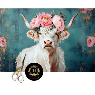 Highland Cow Rustic Boho Farmhouse Decoupage Tissue Paper