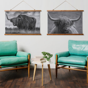 Highland Cow Rustic Farmhouse art Hanging Tapestry