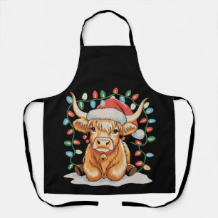 Highland Cow Santa Christmas Xmas Holiday Apron
