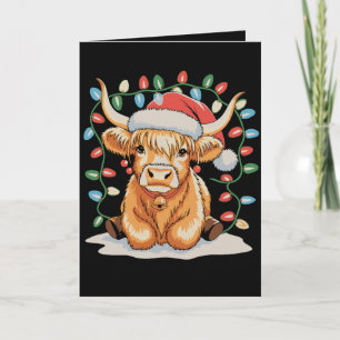 Highland Cow Santa Christmas Xmas Holiday Card