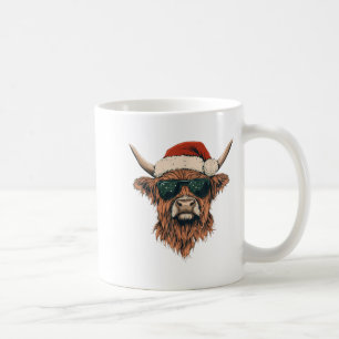Highland Cow Santa Hat Funny Cute Animal Farmer Ch Coffee Mug