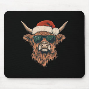 Highland Cow Santa Hat Funny Cute Animal Farmer Ch Mouse Pad
