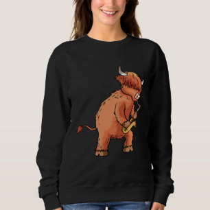 Highland Cow Saxophone Music Sweatshirt