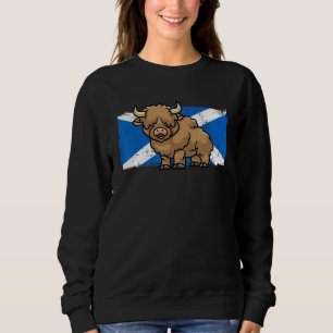 Highland Cow   Scotland Flag Scottish Farmer Rodeo Sweatshirt