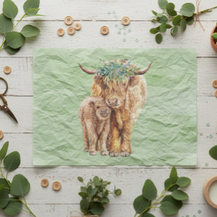Highland Cow Scotland Mama Baby Calf Tissue Paper