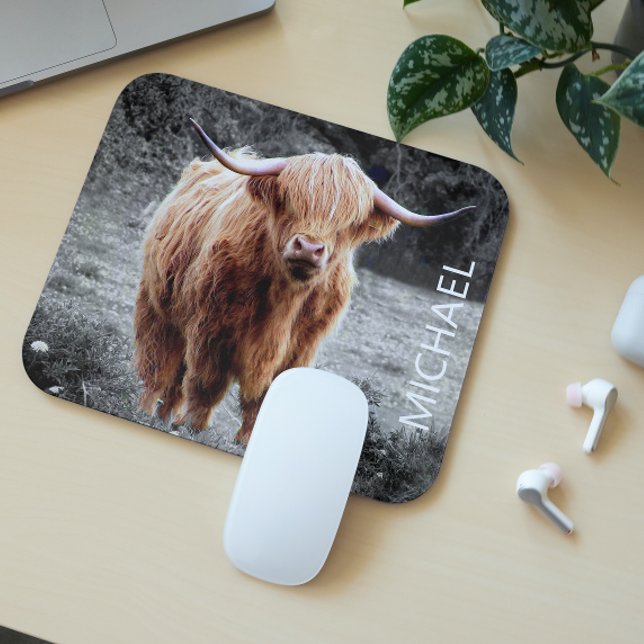 Highland Cow Scotland Personalised name Mouse Pad (Creator Uploaded)