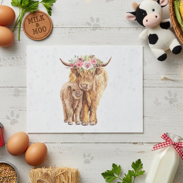 Highland Cow Scotland Pink Mama Baby Calf  Tissue Paper (Creator Uploaded)