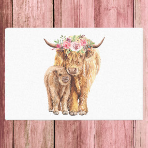Highland Cow Scotland Pink Mama Baby Calf Tissue Paper