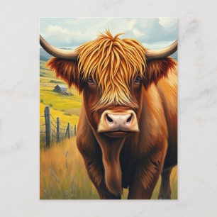 Highland Cow Scotland Rustic Farm Postcard