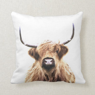 Highland cow scottish animal portrait cushion