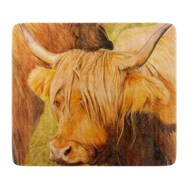 Highland cow, scottish cattle cutting board (Front)