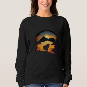 Highland Cow Scottish Cattle Sunset  1 Sweatshirt