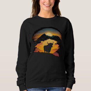 Highland Cow Scottish Cattle Sunset Sweatshirt