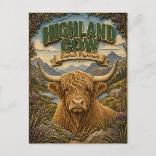 Highland Cow Scottish Highlands POPCUT Postcard