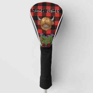 Highland Cow Scottish Red Tartan Golf Head Cover