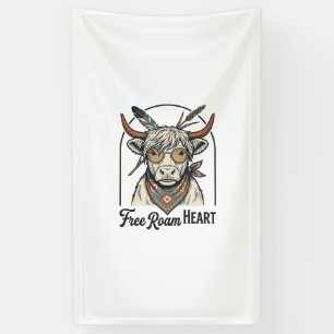 Highland Cow Shirt Free Spirit Vintage Engraving A Banner