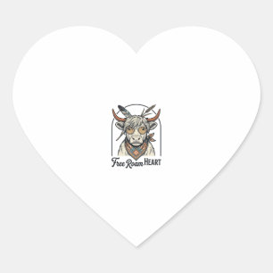 Highland Cow Shirt Free Spirit Vintage Engraving A Heart Sticker