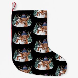 Highland Cow Snowman Hot Cocoa Christmas Tree Xmas Small Christmas Stocking