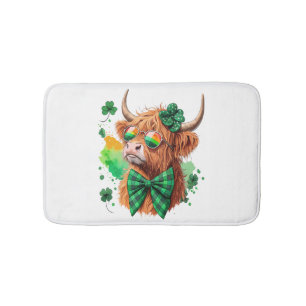 Highland Cow St Patrick�s Png, Lucky Cow Bath Mat