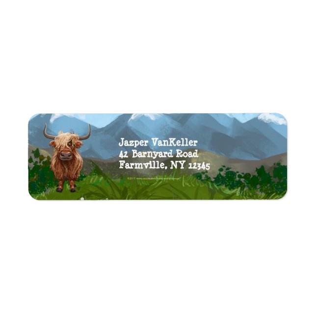 Highland Cow Stationery Return Address Label (Front)