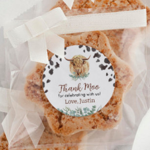 Highland Cow Sticker Labels Birthday Baby Shower