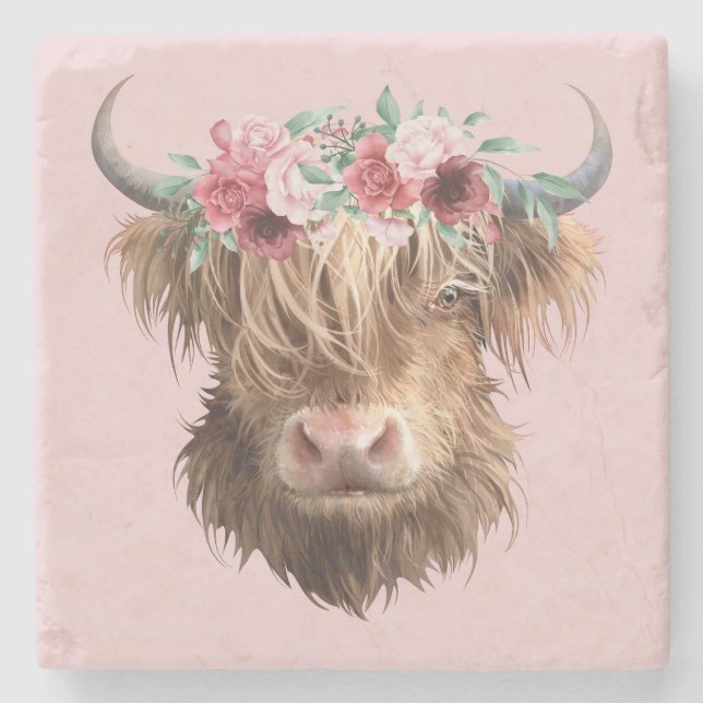 Highland Cow  Stone Coaster (Front)
