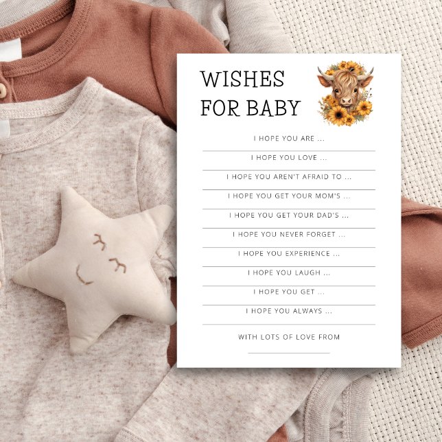 Highland Cow Sunflower Wishes for Baby Shower card (Creator Uploaded)