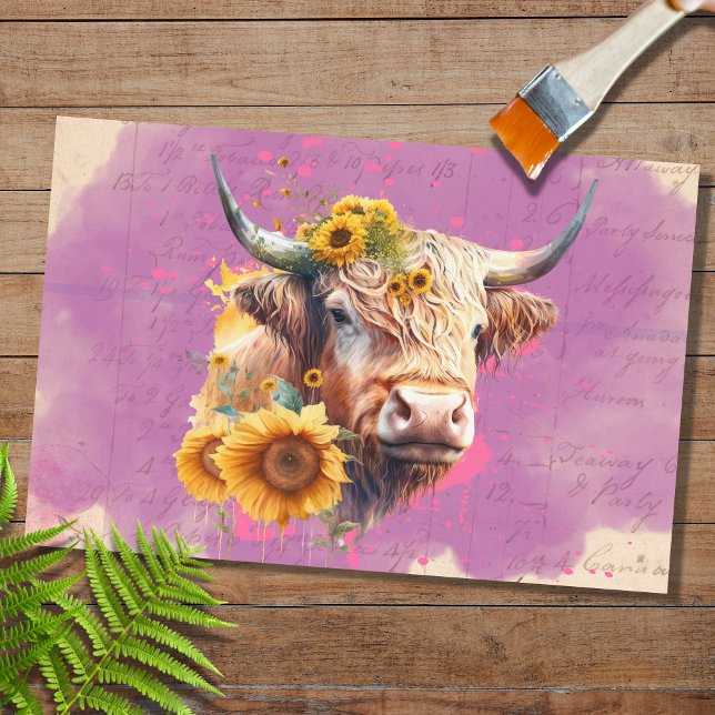Highland Cow Sunflowers 4 Decoupage Paper (Creator Uploaded)