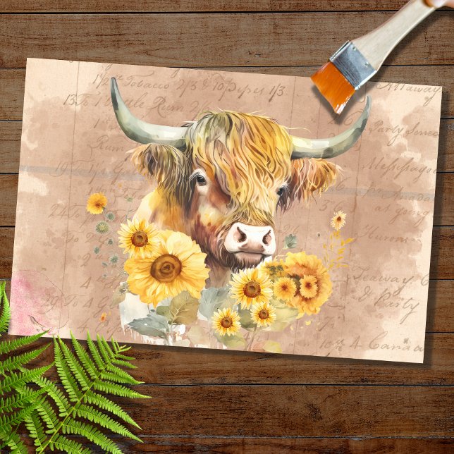 Highland Cow Sunflowers 6 Decoupage Paper (Creator Uploaded)