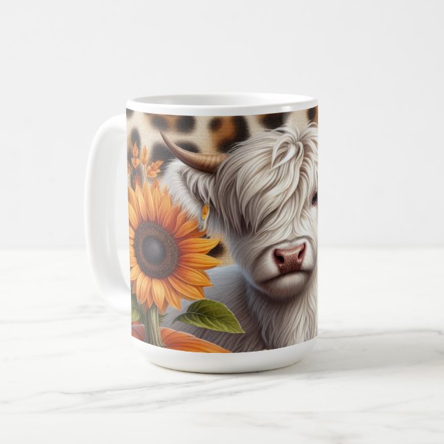 Highland Cow Surrounded by Fall Pumpkins  Coffee Mug (Front Left)