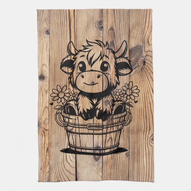 Highland Cow Tea Towel (Vertical)
