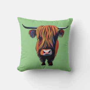 Highland cow throw cushion/pillow cushion