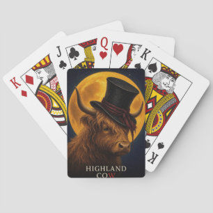 Highland Cow Top Hat Gothic Surreal Playing Cards