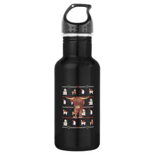 Highland Cow Ugly Christmas 532 Ml Water Bottle