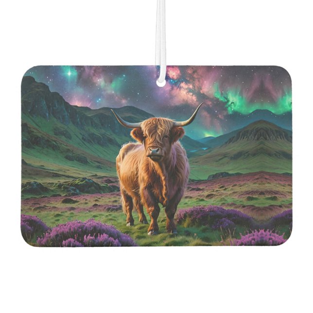 Highland Cow Under The Stars Car Air Freshener (Front)