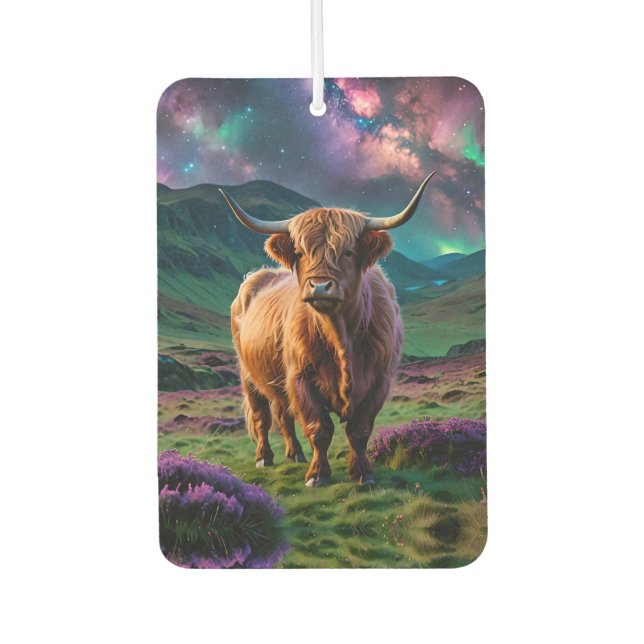 Highland Cow Under The Stars Car Air Freshener (Front)