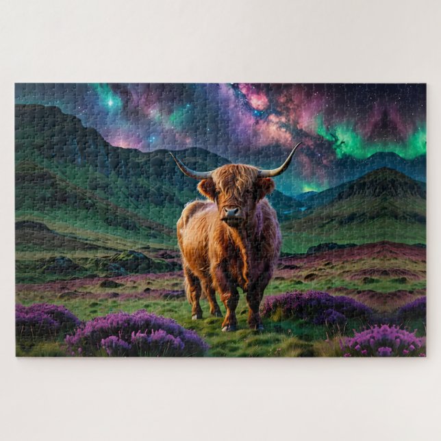 Highland Cow Under The stars Jigsaw Puzzle (Horizontal)